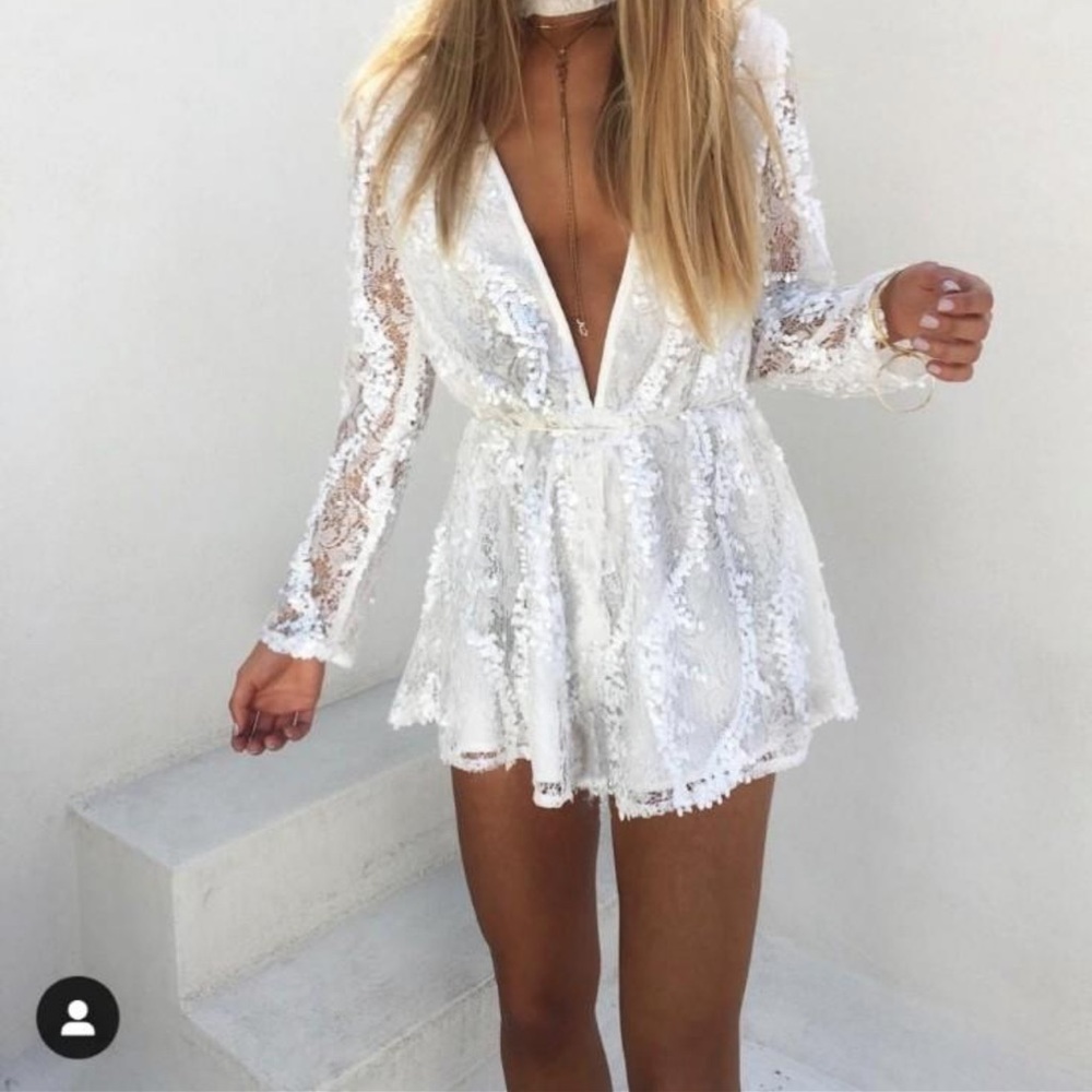 Sank Skirt white sequin romper